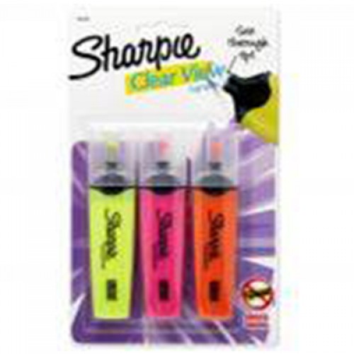 Sharpie Clear View Highlighters - Assorted / Pack of 3 (See Through Tips) Sharpie Clear View Highlighters - Assorted / Pack of 3 (See Through Tips)